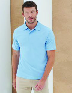 Henbury wholesale HB475 light blue wicking polo shirt