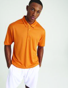 Just Cool JC040 Orange polo shirt on a male model